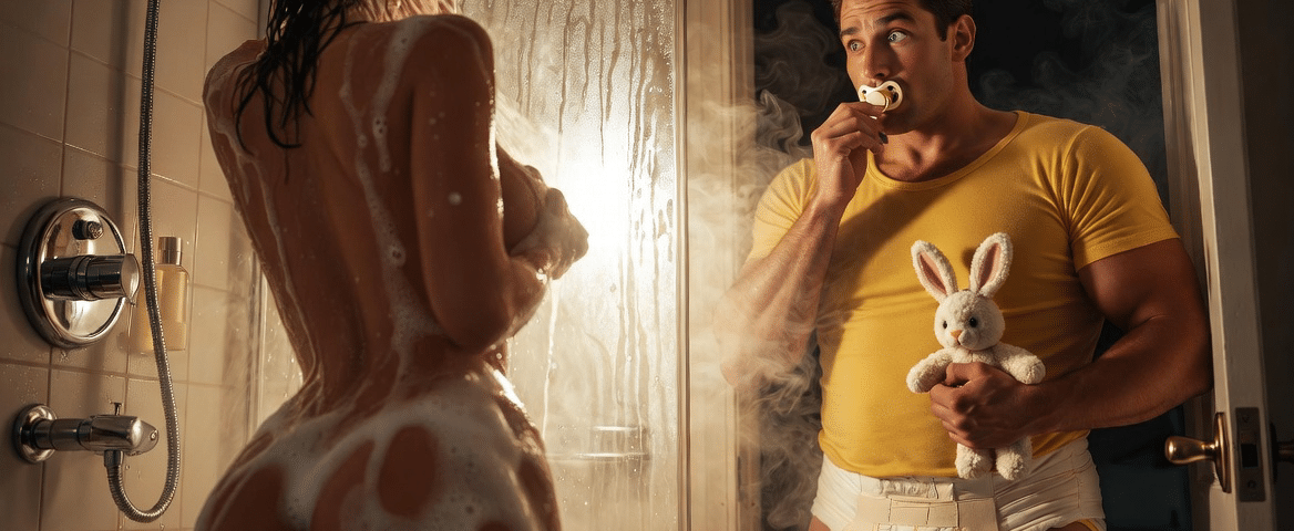 abdl peeking at mommy taking a shower
